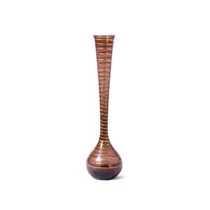 Elegant Handblown and Hand Decorated Purple and Gold Glass Vase- tall stem vase